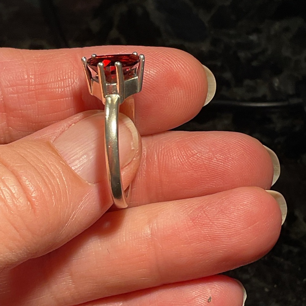 Almandine Garnet .925 Silver Unisex Ring - Picture 4 of 7